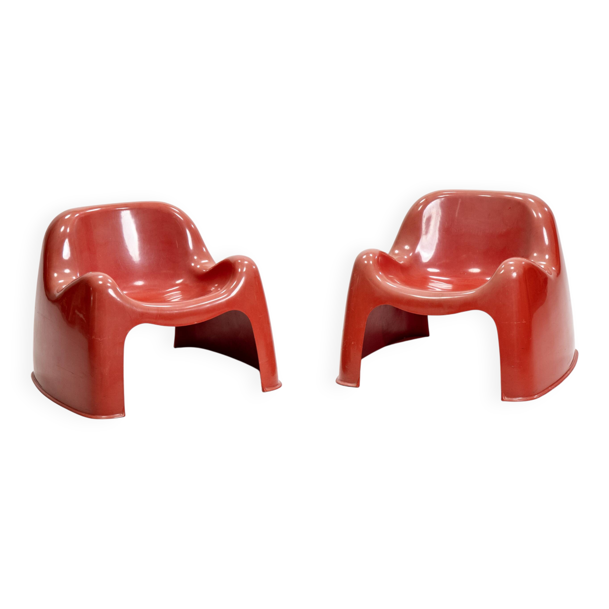 Ensemble de deux fauteuils Toga orange par Sergio Mazza pour Artemide, années 1960