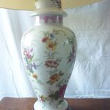 Painted porcelain lamp with flower decoration 67 cm