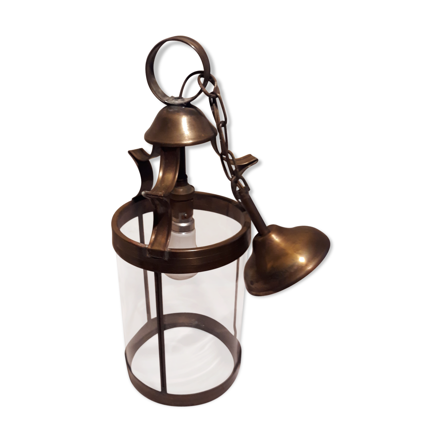 Copper and glass hanging lamp