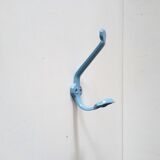 Vintage wall hook - blue lacquered metal - 1960-70