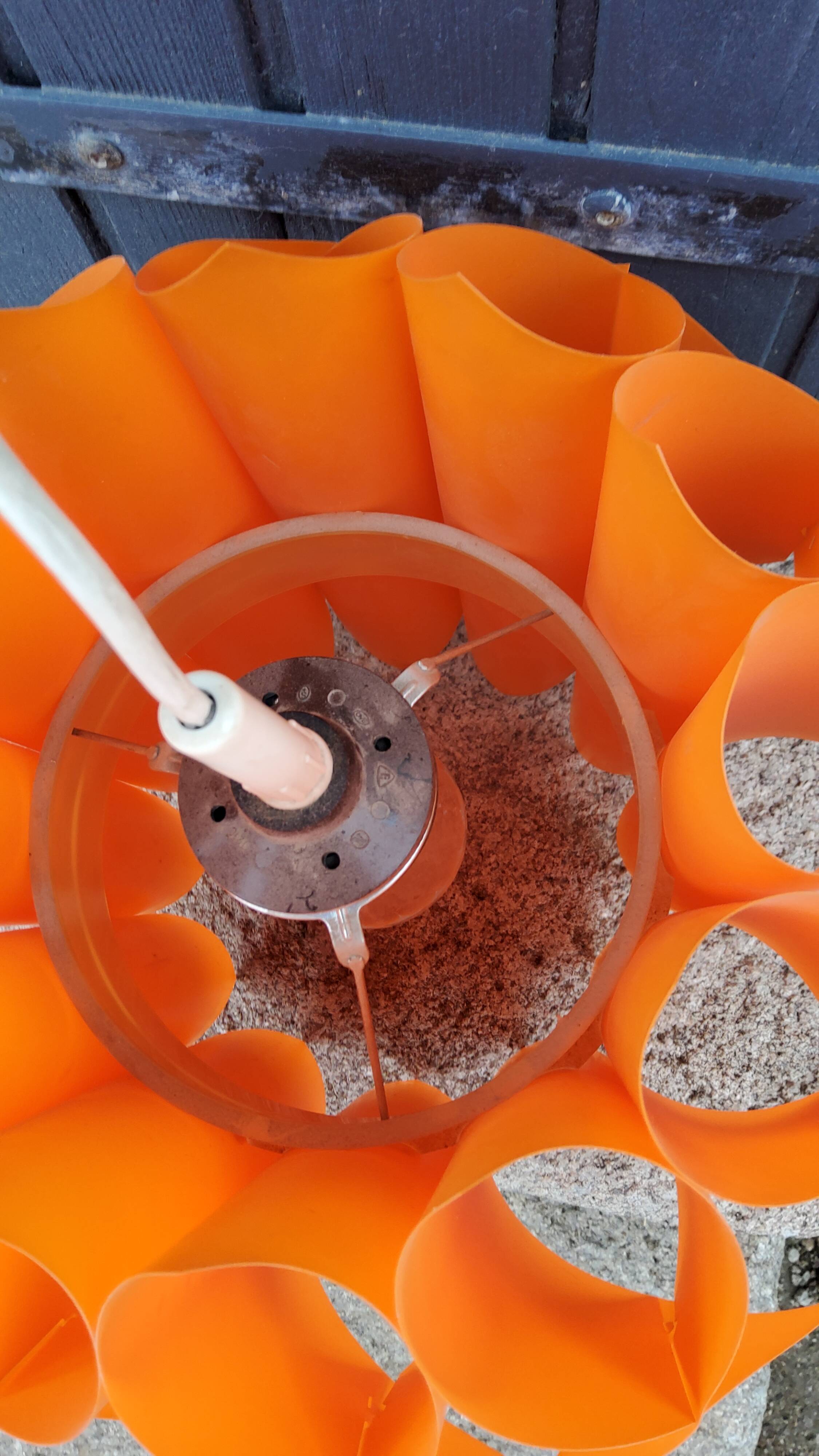 Suspension lamp by Lars Schioler butterfly model Hoyrup Light plastic editor orange 1968