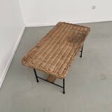 Woven wicker and metal coffee table 1960