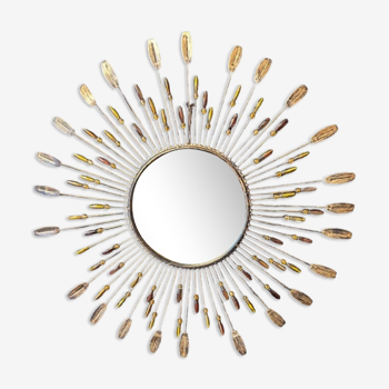 Metal sun mirror from the 70s in the taste of line vautrin