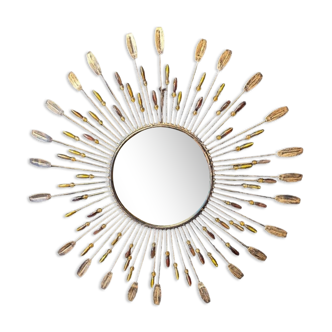 Metal sun mirror from the 70s in the taste of line vautrin