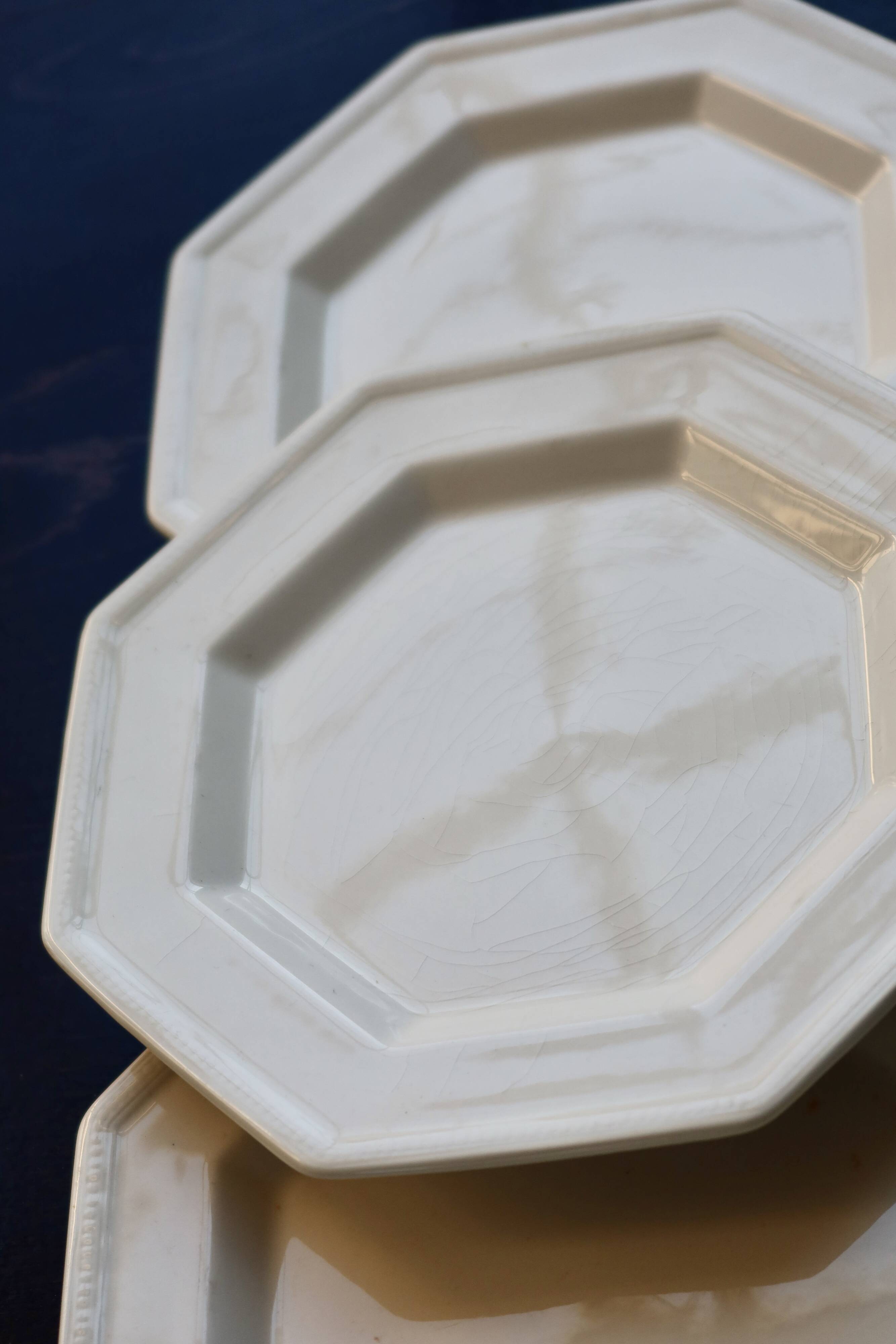 6 vintage octagonal beaded dessert plates - Johnson Brothers