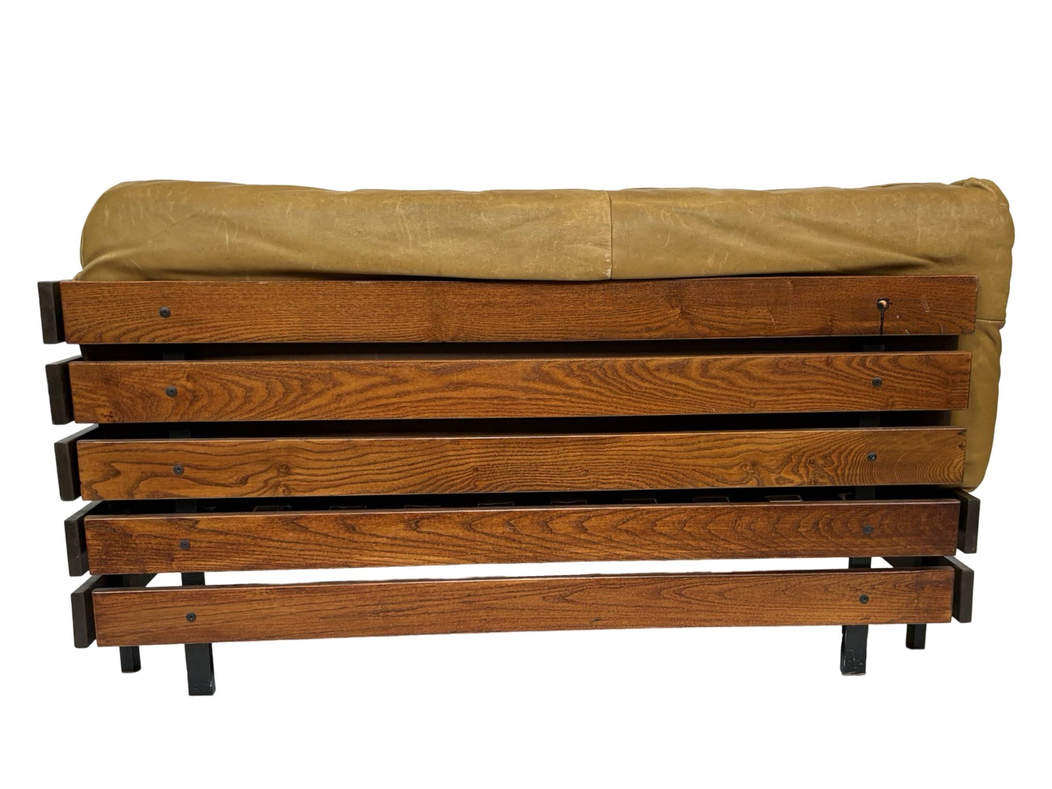 Mid-Century living room sofa in cognac , small model design