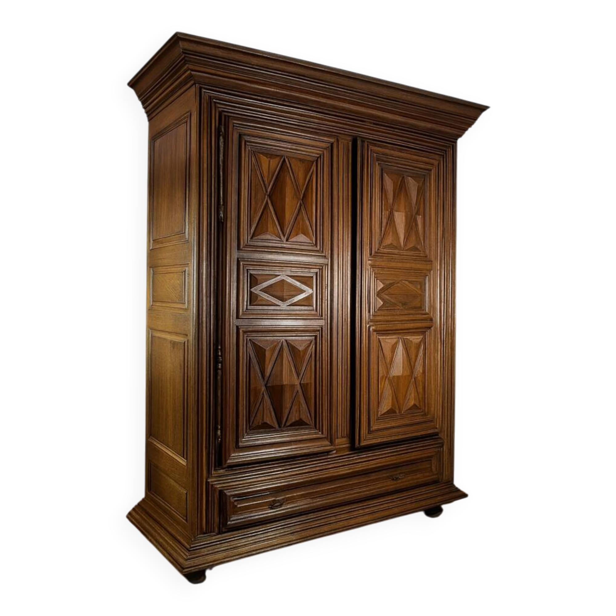 Armoire Bourguignonne époque Louis XIII A Pointes De Diamant
