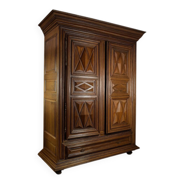 Armoire Bourguignonne époque Louis XIII A Pointes De Diamant