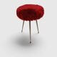 Tabouret tripode vintage "Moumoute" rouge – Pelfran – Années 60