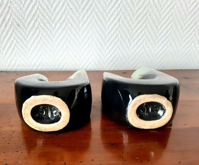 Double vintage ceramic bookend vases