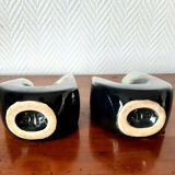 Double vintage ceramic bookend vases
