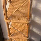 Vintage rattan and wicker shelf 70s