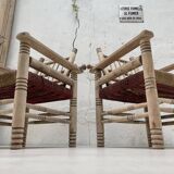 Pair of wooden armchairs and ropes