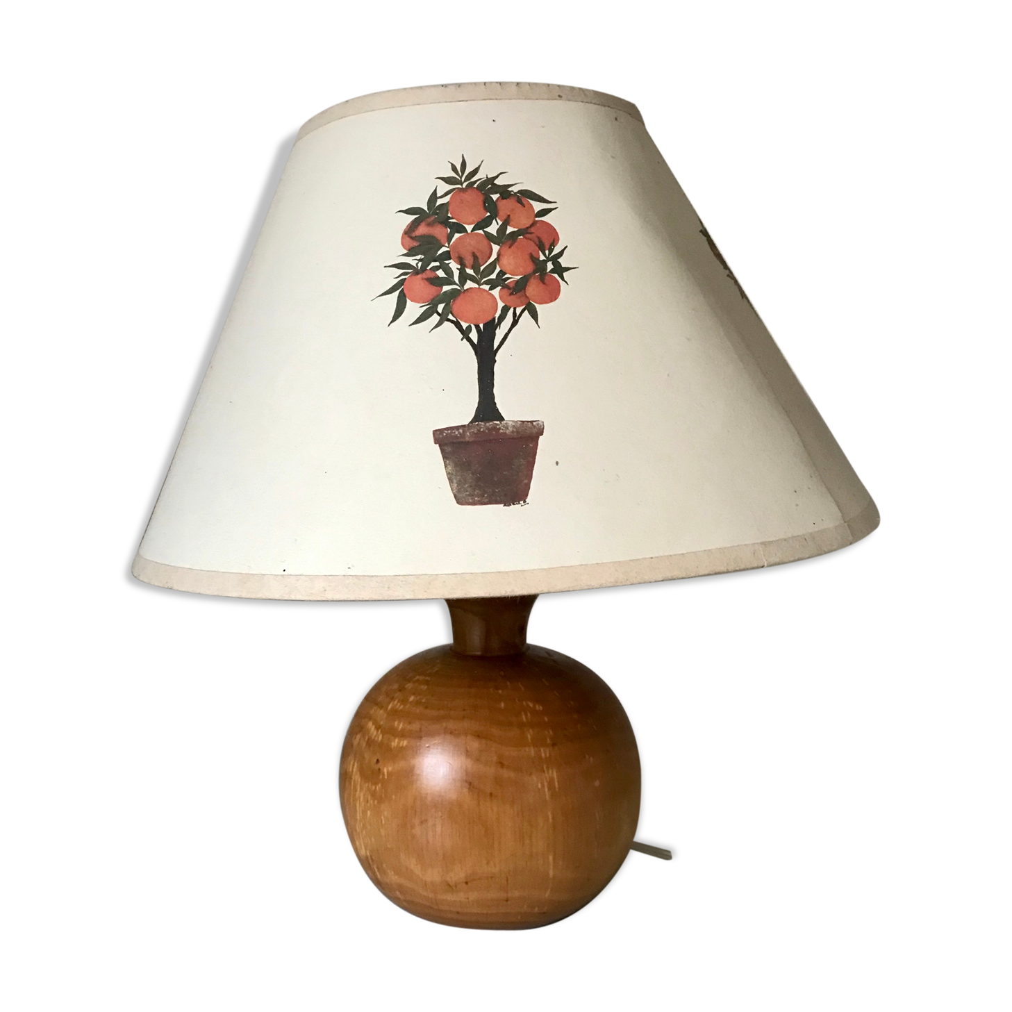 Vintage wooden ball bedside lamp