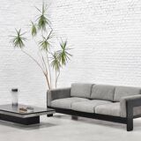Table basse italienne en aluminium brossé, années 1970