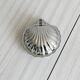 Antique shell butter dish in white glass and metal
