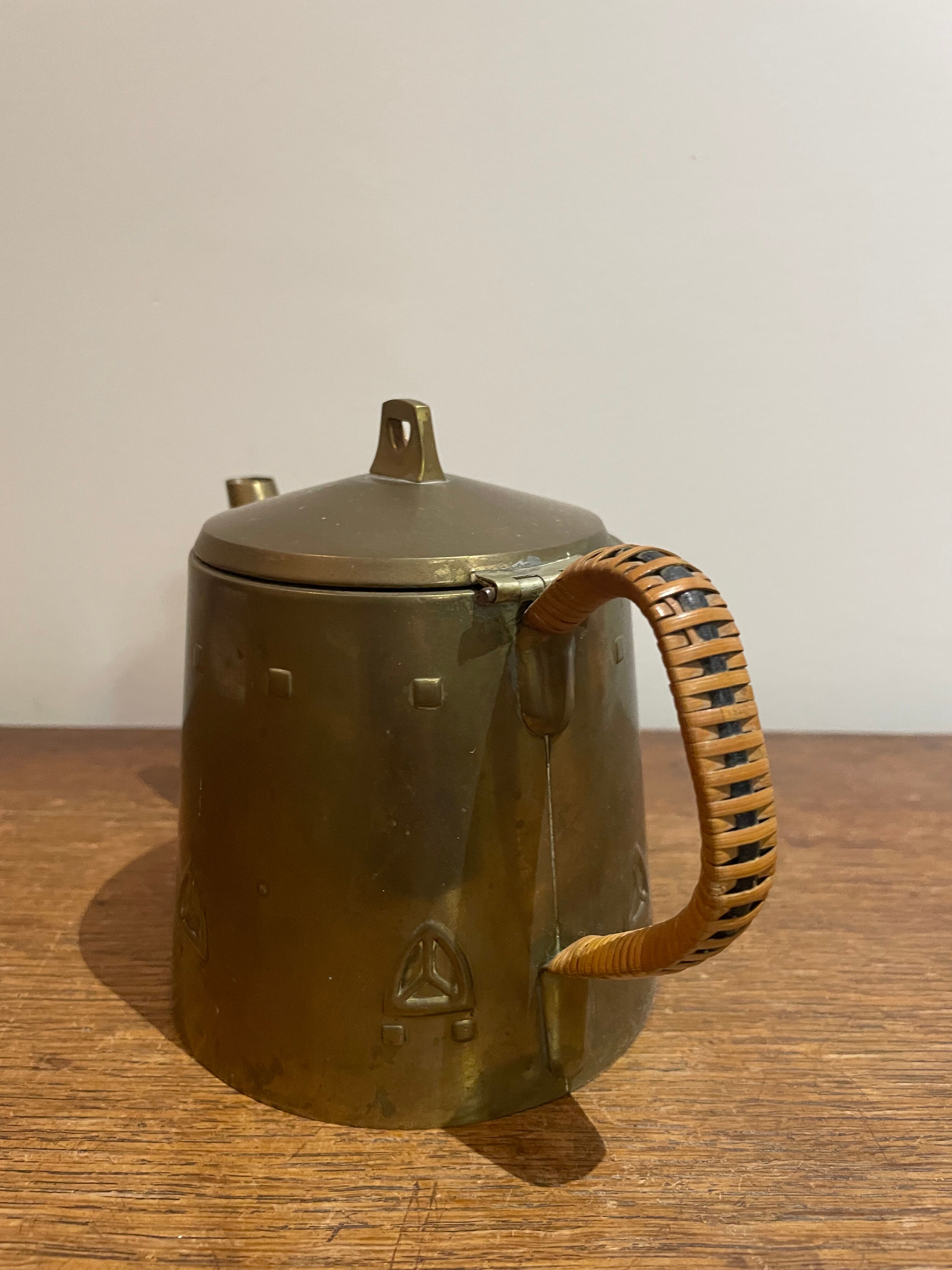 Jugendstil brass teapot