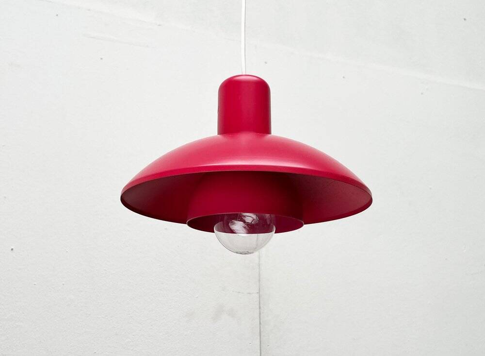 Red pendant lamp model 728 Danish mid-century by Horn, 1960s.