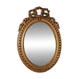 Miroir ovale cadre ancien style Louis XVI bois stuc doré d'origine 58x40 cm