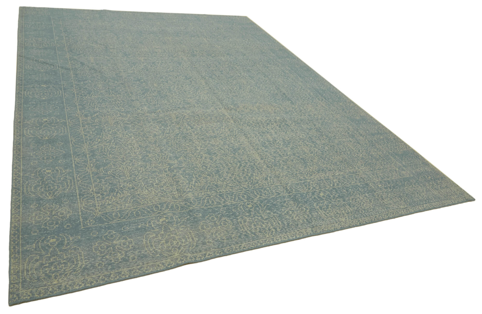 Hand-knotted persian antique 1970s 272 cm x 364 cm blue wool carpet