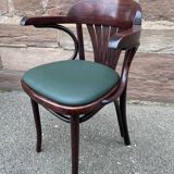 Pair of vintage 80s curved wood restaurant armchairs