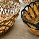 Lot of 4 rattan baskets and plastic vintage