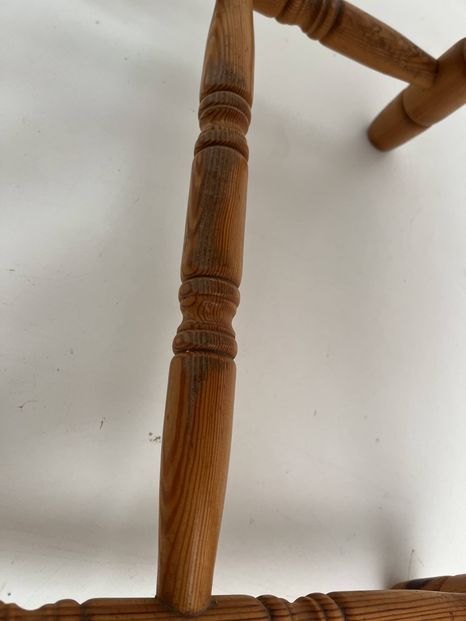 3 western country type pine chairs 1970 turned wood