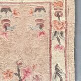 Vintage Chinese rug, beige and pink tones