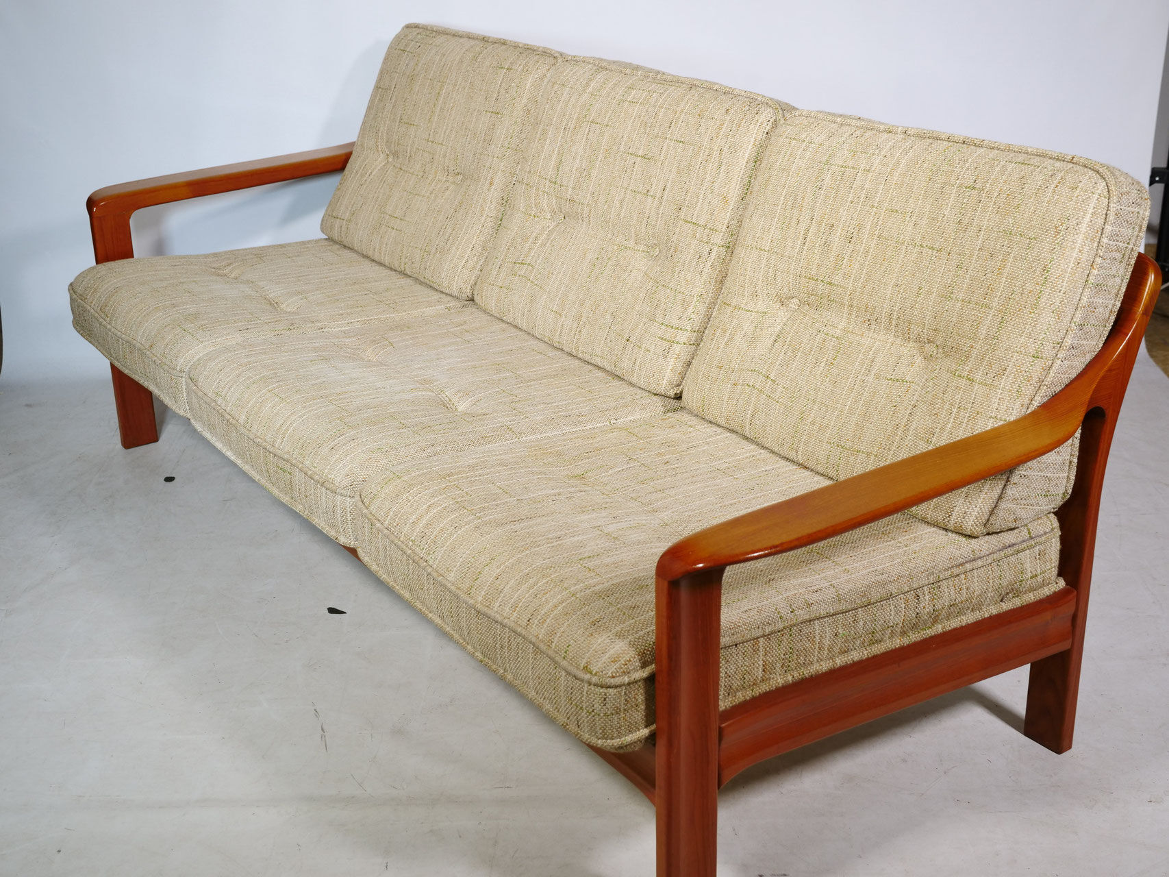 Vintage Scandinavian three-seater teak sofa, 1970s