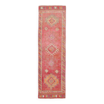 3x9 Shades Of Red Turkish Runner Rug, 83x290Cm