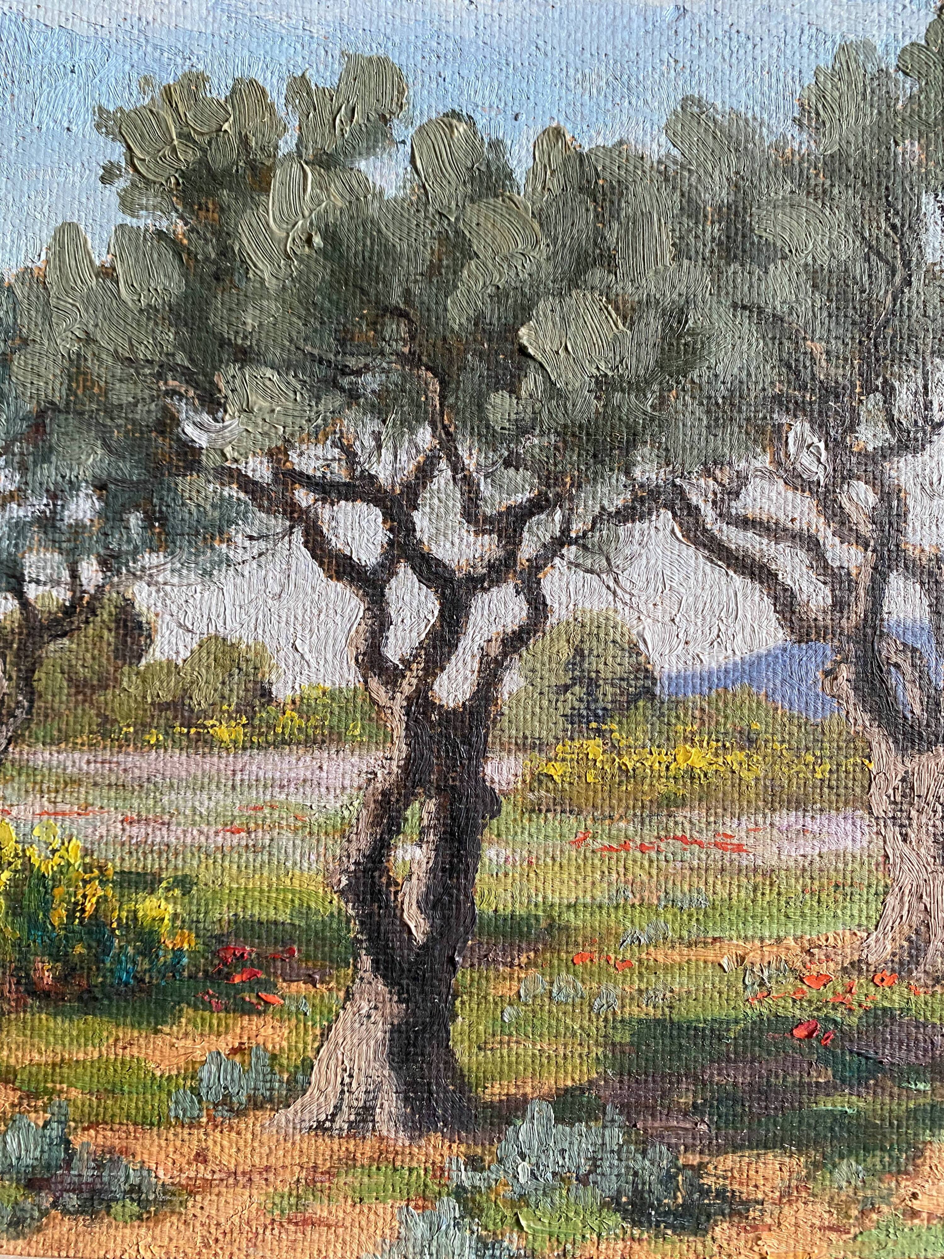 HSP Landscape painting with "Olive trees and broom" by Raymond Goubert + frame