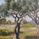 HSP Landscape painting with "Olive trees and broom" by Raymond Goubert + frame