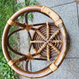 Curved bamboo and rattan stool, 1960