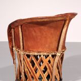 Folk art equipale ostrich chair leather mexico 1970s