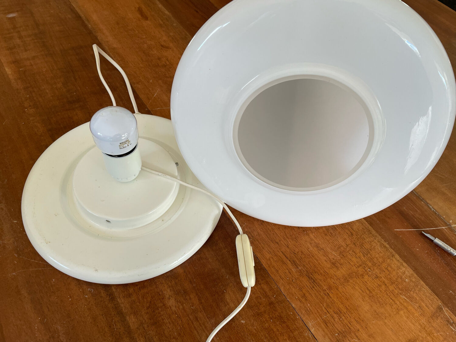 Conical lamp in opaline of Murano vintage 52 cm