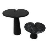 Mid Century Angelo Mangiarotti Pair of Eros Black Marble Side Tables Italy