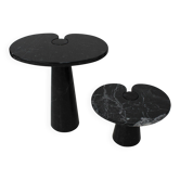 Tablettes d'appoint en marbre noir Eros, paire d'Angelo Mangiarotti, Italie, milieu du siècle.