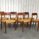 set of 6 teak and leather chairs by Niels Otto Moller, Denmark, 1960
