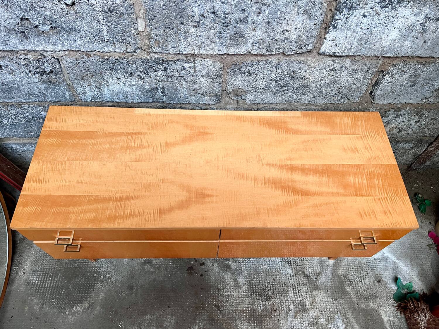 Light wood row TV unit