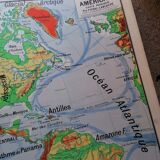 Old physical map American continent Vidal-Lablache