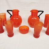 Schneider Orangeade / Lemonade Service, Le Verre Français. 2 Pitchers and 6 Glasses