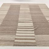 Grey & Beige Handwoven Large Kilim Rug, Turkish Wool Kilim Rug, 322x388 Cm