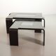 Square Black Lacquered Plywood Coffee Table with Smoked Glass Panel, 1970s