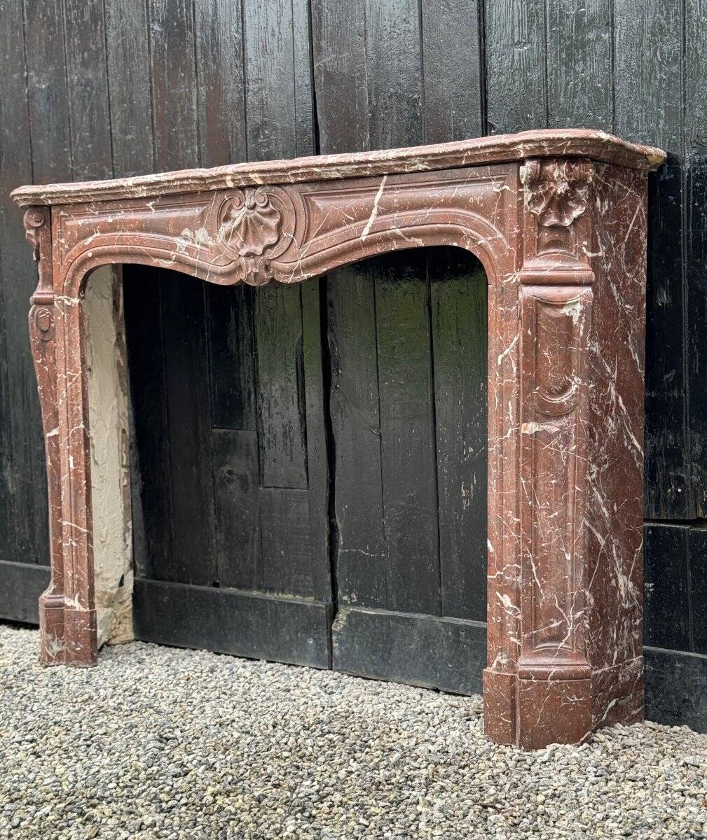 Louis XV Style Fireplace In Rance Marble, Circa 1880