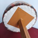 Lacquered metal stool with vintage velvet seat