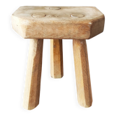 Vintage Danish brutalist tripod stool made of solid oak.