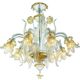 Luxury Italian Clear and Gold-Leaf Chandelier With Flowers and Leaves Muran