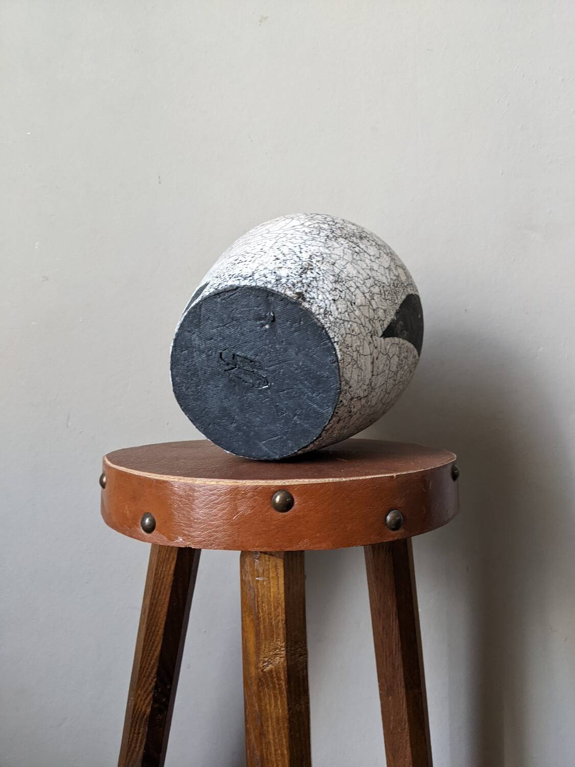 Handmade raku ceramic pot in contemporary Japandi design.