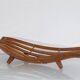 Vintage curved wood and rattan basket 1960