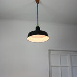 Black industrial enamel pendant light Vintage from Emo, 1960s